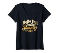Women's Hello Fall and Goodbye Summer V-Neck T-Shirt