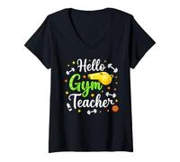 Women's Hello Gym Teacher Physical Education Instructor V-Neck T-Shirt