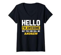 Womens Hello I'm Awesome But Call Me ANDREW T-Shirt ANDREW V-Neck T-Shirt
