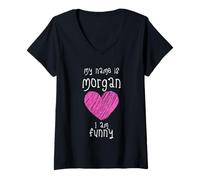 Womens Hello I'm Morgan Funny Slogan Outfit for Toddlers and Baby V-Neck T-Shirt