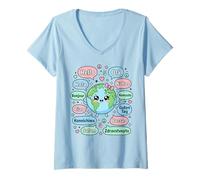 Women's Hello in Different Languages Cute Kawaii Earth Planet V-Neck T-Shirt