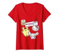 Women's Hello Kitty Best Friends Character Pose Cute Fun XOXO Retro V-Neck T-Shirt