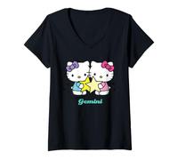 Womens Hello Kitty Gemini Star Sign V-Neck T-Shirt