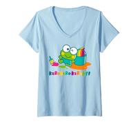 Women's Hello Kitty Kerokerokeroppi Creative Genius Fun Classic Pose V-Neck T-Shirt