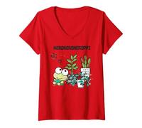 Women's Hello Kitty Kerokerokeroppi Spring Flowers Fun Classic Pose V-Neck T-Shirt