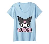 Women's Hello Kitty Kuromi Cute Emo Pose XOXO Goth Classic Friends V-Neck T-Shirt