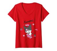 Women's Hello Kitty Kuromi Sweet Skateboard Fun Rock Classic Devil V-Neck T-Shirt