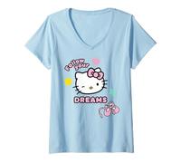 Women's Hello Kitty Passion Success Dreams Cute Friendship Classic V-Neck T-Shirt