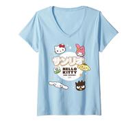 Women's Hello Kitty Tokyo Japan Cute Friends Collage Classic Pose V-Neck T-Shirt