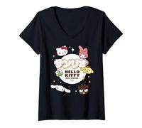 Women's Hello Kitty Tokyo Japan Cute Friends Collage Pose Classic V-Neck T-Shirt