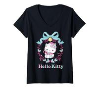 Women's Hello Kitty Xmas Festive Winter Fun XOXO Christmas Vintage V-Neck T-Shirt