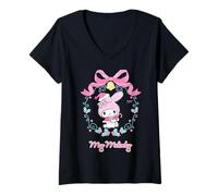 Women's Hello Kitty Xmas Melody Winter Friends Christmas Fun Vintage V-Neck T-Shirt