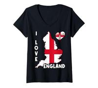 Womens Hello London I Love England Map Flag Proud English Daddy Mom V-Neck T-Shirt