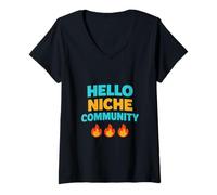 Womens Hello Niche Community V-Neck T-Shirt