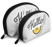 Womens Hello Smile Travel Cosmetic Bags Waterproof 2PC Makeup Clutch Pouch Cosmetic and Toiletries Organizer Bag Portable Travel Toiletry Pouch Girls