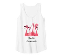 Womens Hello Summer Flamingo Squad Tropical Beach Vibes Tank Top