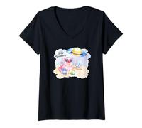 Women's Hello Summer Shirt Funny Pig Beach Vacation Lovers Gift V-Neck T-Shirt