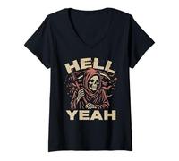 Womens Hello Yeah Grim Reaper The Angel Of Death Soul Collector V-Neck T-Shirt