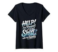 Women's Help I'm Trapped On A Ship with My Family Cruise V-Neck T-Shirt