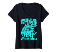 Womens Help I'm trapped on a ship with my family cruising cruises V-Neck T-Shirt