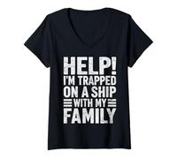 Womens Help Im Trapped On A Ship with My Family Funny Travel Cruise V-Neck T-Shirt
