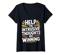 Womens Help The Intrusive Thoughts are Winning Overthinking |- V-Neck T-Shirt