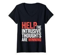 Womens Help The Intrusive Thoughts are Winning Overthinking |- V-Neck T-Shirt