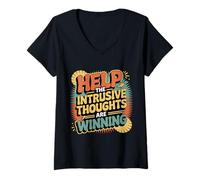 Womens Help The Intrusive Thoughts are Winning Overthinking |- V-Neck T-Shirt