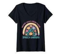 Women's Helping Little Voices Bloom Speech Therapy Speech Therapist V-Neck T-Shirt