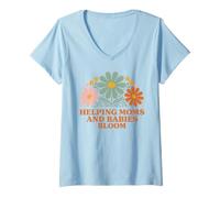 Women's Helping Moms and Babies Bloom - Doula V-Neck T-Shirt