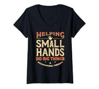 Women's Helping Small Hands Do Big Things V-Neck T-Shirt