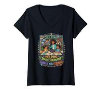 Women's Helping Small Humans Handle Big Feelings - School Counselor V-Neck T-Shirt