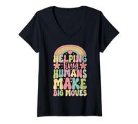 Women's Helping Tiny Humans Make Big Moves Occupational Therapy V-Neck T-Shirt