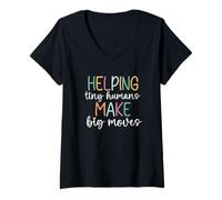 Womens Helping Tiny Humans Make Big Moves V-Neck T-Shirt