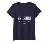 Womens Helsinki Finland Field/Helsinki Suomi V-Neck T-Shirt