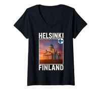 Womens Helsinki Finland V-Neck T-Shirt