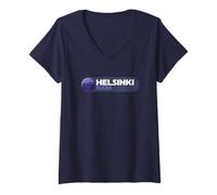 Womens Helsinki Logo Emblem - Helsinki Suomi - Finland V-Neck T-Shirt