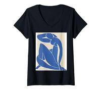 Womens Henri Matisse Blue Nude ii V-Neck T-Shirt