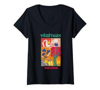 Women's Henri Matisse Vegetables Cut-Out Artwork Graphic V-Neck T-Shirt