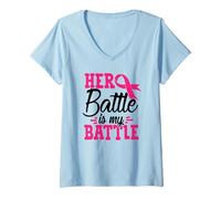 Womens Her Battle is My Battle V-Neck T-Shirt