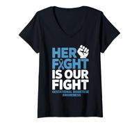 Women's Her Fight Gestational Diabetes Awareness V-Neck T-Shirt