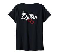 Womens Her King His Queen Pair Couple lovers Back V-Neck T-Shirt