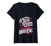 Womens Her Last Ride Before She's The Bride - Funny Bride Shirts V-Neck T-Shirt