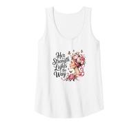 Womens Her Strength Lights The Way - Breast Cancer Awareness Tee Tank Top
