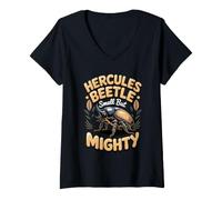 Women's Hercules Beetle Small but Mighty Insect Entomology V-Neck T-Shirt