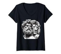Womens Hercules Greek God Lion Mythology V-Neck T-Shirt