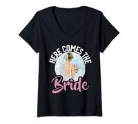 Womens Here comes the Bride to be V-Neck T-Shirt