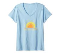 Womens Here Comes The Sun Cute Sunshine Beach Summer Graphic Women V-Neck T-Shirt