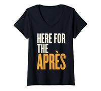 Women's Here for The Apres Funny Ski Trip Skiing V-Neck T-Shirt