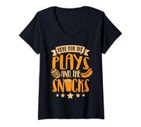 Women's Here for The Plays and The Snacks V-Neck T-Shirt